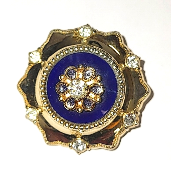 🦋 CORO PEGASUS BLUE & GOLDTONE PIN BROOCH - Picture 6 of 6